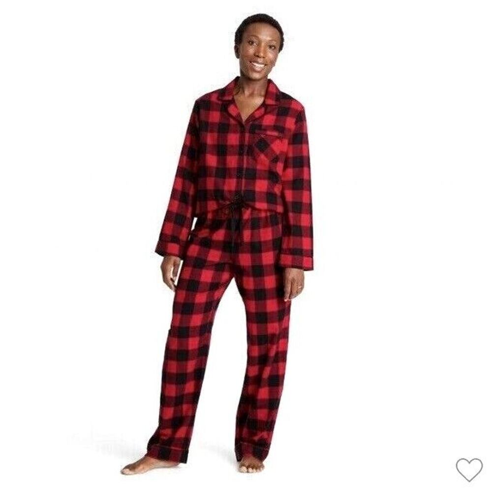 Wondershop Womens Lightweight Flannel Pajamas Sz Medium Red Black Buffalo Check